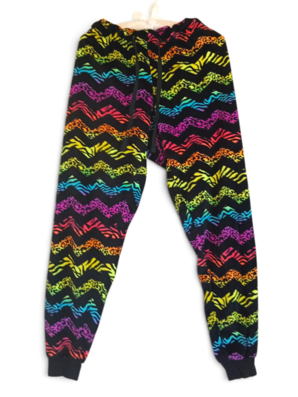 Mix & Co. Rainbow Jammie Joggers Chevron Print Super Soft Lisa Frank Vibes Med